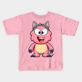 Baby Monster Pink Laughing Cat Kids T-Shirt